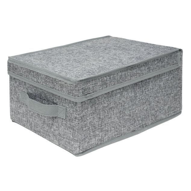 Bo&icirc;te de rangement tissu tiss&eacute; avec couvercle 37x25xH16cm (2 mod&egrave;les)