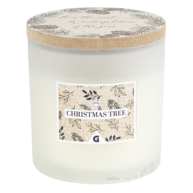 Bougie Noël blanche senteur Christmas tree 30H - Ø10xH10cm