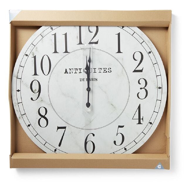 Horloge ronde en bois blanc &Oslash;60cm