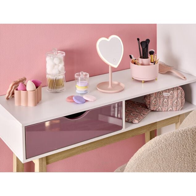 Bo&icirc;te organisateur salle de bain en dolomite contour ondul&eacute; 10x10xH8cm (3 mod&egrave;les)