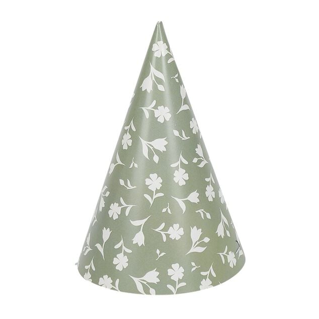 Chapeau de f&ecirc;te th&egrave;me nature vert sauge x8