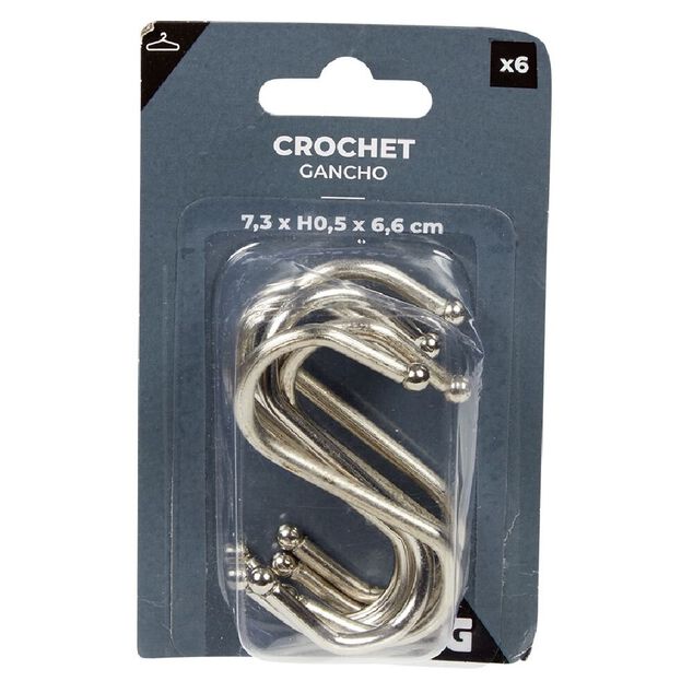 Crochet en forme de S en m&eacute;tal x6