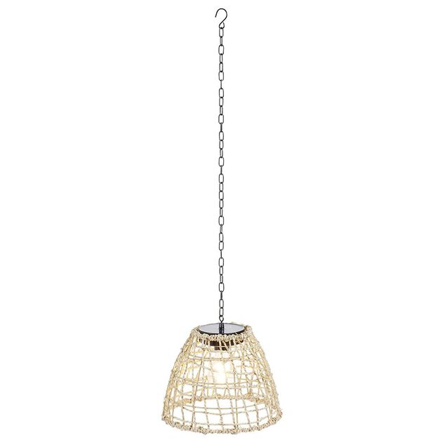 Suspension solaire effet rotin tress&eacute; quadrillage ajour&eacute; &Oslash;22xH110cm