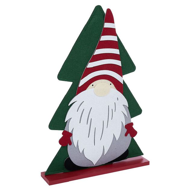 D&eacute;coration sapin en bois avec pain d'&eacute;pice ou gnome H50cm