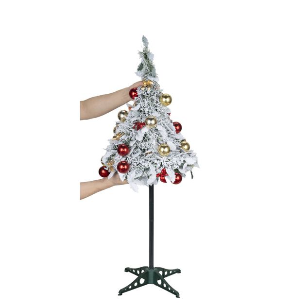 Sapin popup enneig&eacute; d&eacute;co boules de No&euml;l 30X30XH90 cm