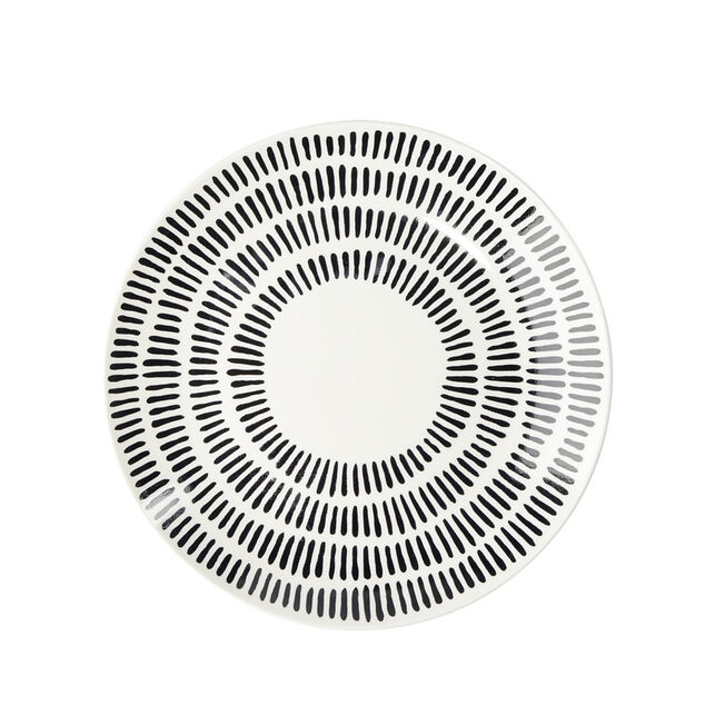 Assiette &agrave; dessert Dakar en porcelaine blanc et noir &Oslash;19cm