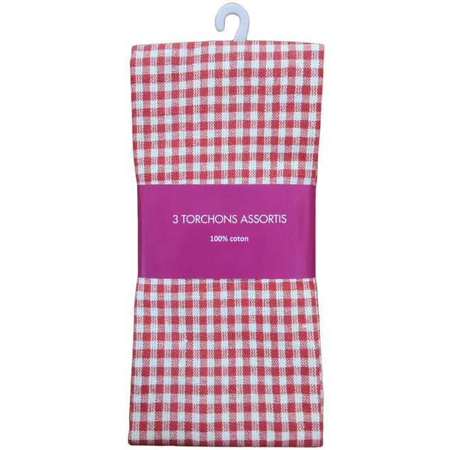 Torchon multicolore 45x65cm 100% coton x3