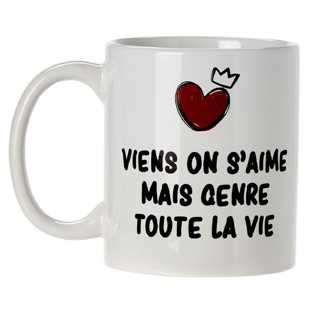 Mug imprim&eacute; message humour amour sucre ou ros&eacute;