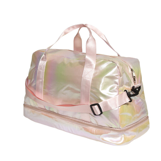 Sac de voyage femme aspect brillant 49x23xH30cm - 2 mod&egrave;les rose ou vert