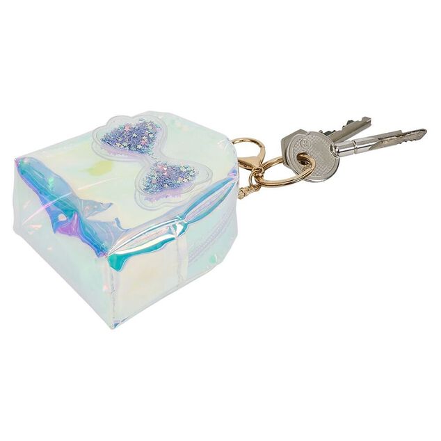 Porte-cl&eacute; mini sac plastique holographique - 3 mod&egrave;les