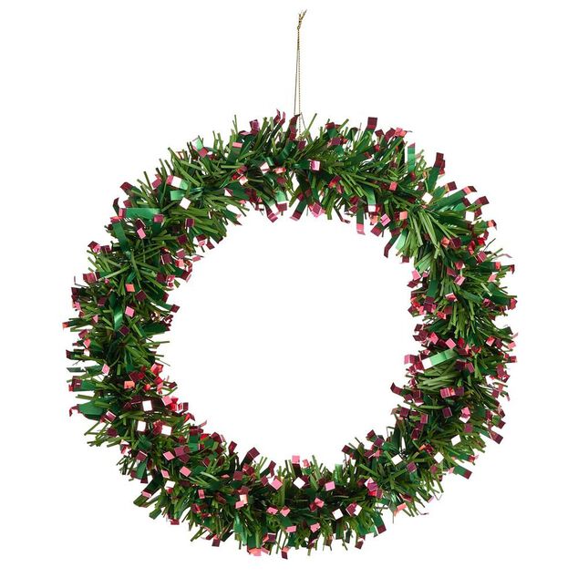 Couronne Noël artificielle vert/doré ou vert/rouge Ø30cm