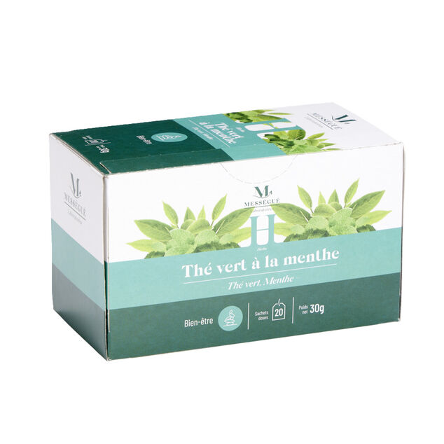 Th&eacute; vert &agrave; la menthe bien-&ecirc;tre Mess&eacute;gu&eacute; 20 sachets