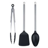 Ustensile de cuisine x3 pelle louche pince acier inoxydable L36cm