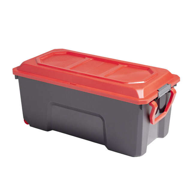 Malle 100L plastique noir 2 roulettes 74x47,5xH40,5cm