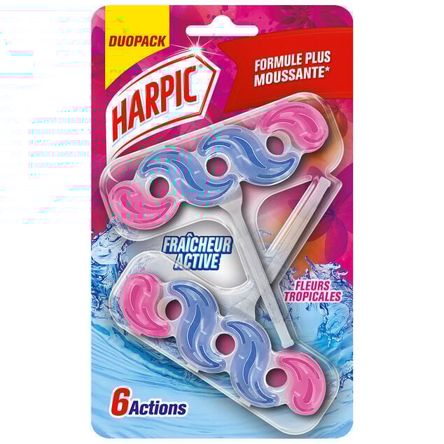 Bloc WC Harpic fra&icirc;cheur active fleurs tropicales x2