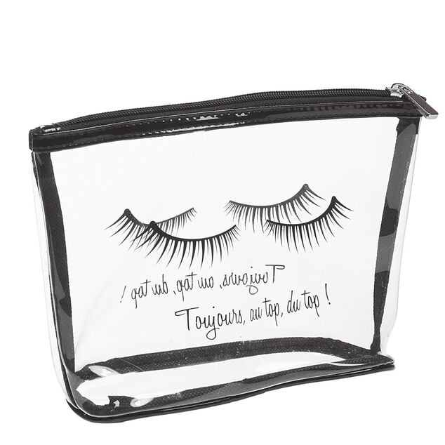 Trousse de toilette en plastique transparent imprim&eacute; noir