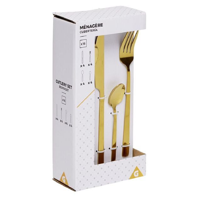 M&eacute;nag&egrave;re 16 couverts inox dor&eacute;
