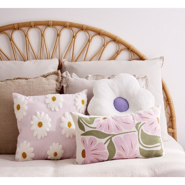 Coussin fleur marguerite blanc &Oslash;38cm (2 mod&egrave;les)