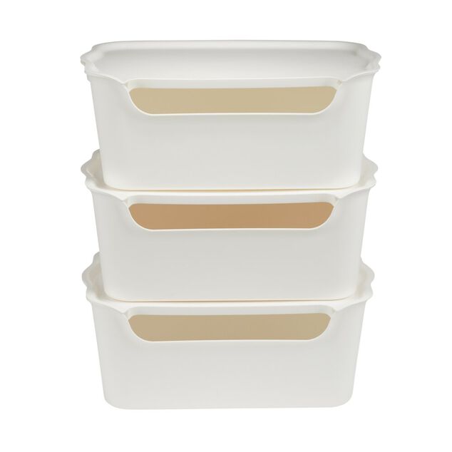 Lot de 3 bo&icirc;tes de rangement 15L avec couvercle plastique 39x25xH16cm