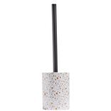 Brosse WC socle rond grès terrazzo blanc bleu marron Ø9,2xH36cm