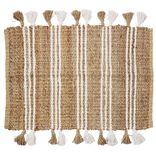 Tapis en jute avec pompon blanc L60X90 cm