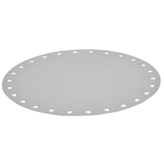 Lot de 4 sous-assiettes en carton argent&eacute; d&eacute;cor ajour&eacute;