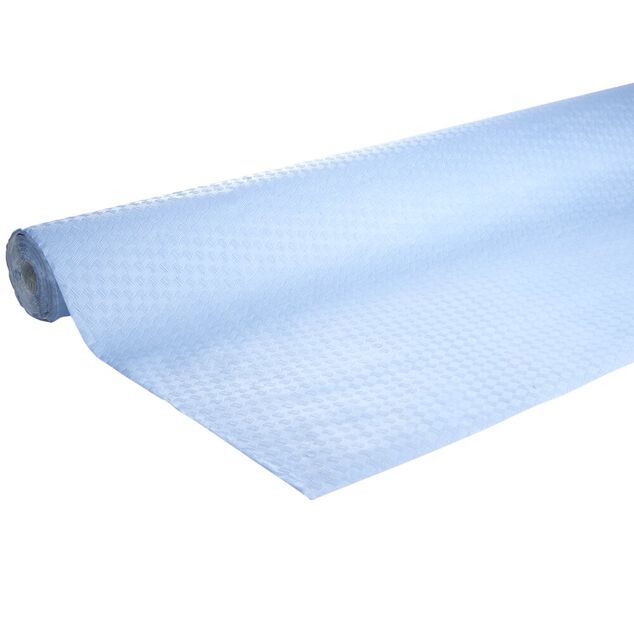 Nappe en papier gaufr&eacute; toile de lin bleu clair 1,2x15m