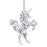 Suspension Licorne de Noël acrylique pailleté