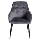 Fauteuil tissu velours gris 57xP55,5xH87cm