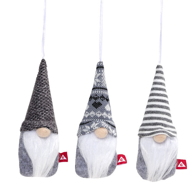 D&eacute;coration sapin de No&euml;l gnome x3 &agrave; suspendre (3 mod&egrave;les)