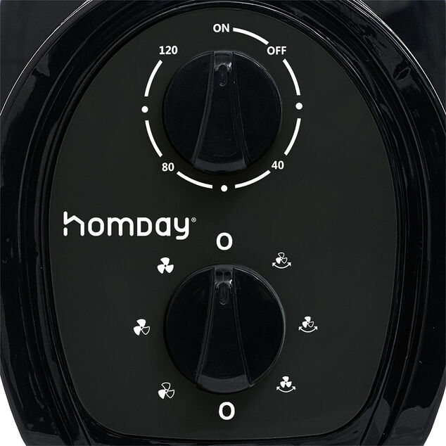 Ventilateur tour oscillant noir 24x24xH75cm 45W