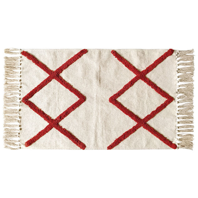 Tapis rectangulaire beige tuft&eacute; terracotta 50x80cm