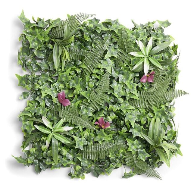 Carr&eacute; v&eacute;g&eacute;tal artificiel lierre et foug&egrave;re 50x50cm clipsable