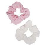 Chouchou motif pois rose et blanc &Oslash;10cm x2