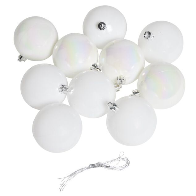 Boule de No&euml;l blanc iridescent brillant &Oslash;6cm x10
