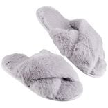 Paire de chaussons &agrave; brides crois&eacute;es femme gris