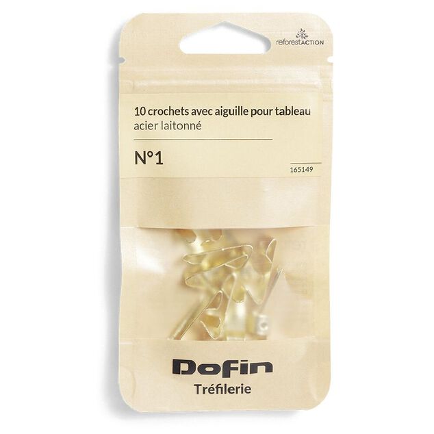 10 crochets &agrave; tableau avec aiguille acier laitonn&eacute; - N&deg;1