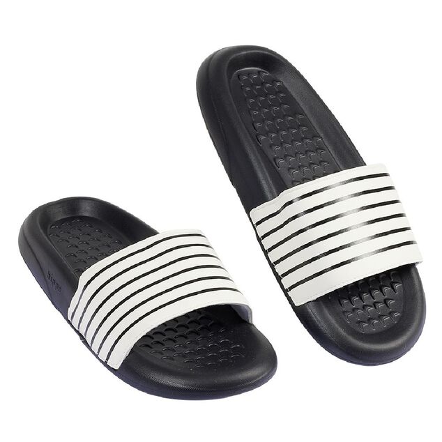 Sandales claquettes plastique noir ray&eacute; blanc 38/39