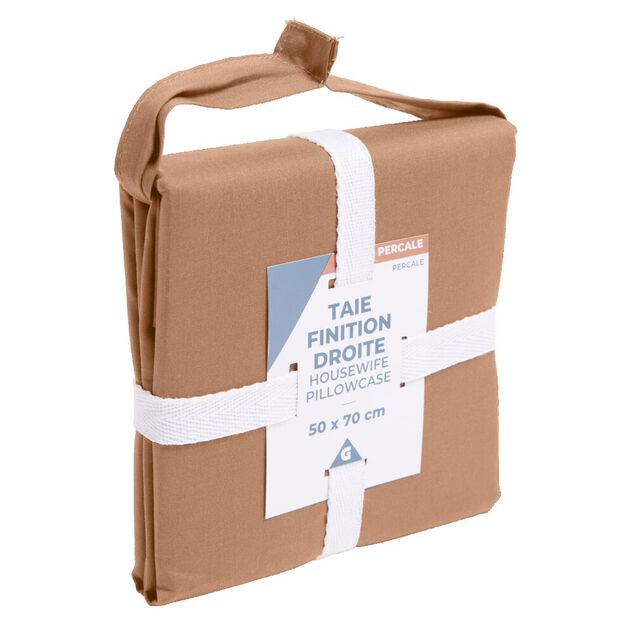 Taie d'oreiller 50x70cm 100% coton percale finition droite rouge