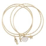 Bracelet jonc x4 avec pampilles m&eacute;tal dor&eacute;