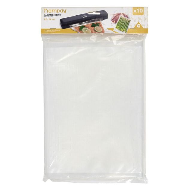 Sac de conservation alimentaire pr&eacute;-d&eacute;coup&eacute; 28x40cm 10 sacs - Taille L