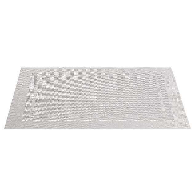 Set de table rectangulaire PVC 30x45cm effet tiss&eacute; gris