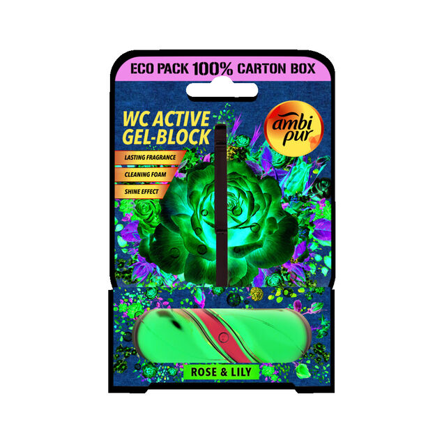 Bloc WC gel actif Ambi Pur parfum Rose et Lys