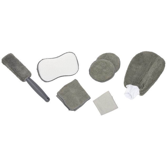 Set de nettoyage voiture microfibre gris