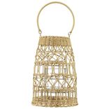 Lanterne tress&eacute;e marron naturel H31 cm
