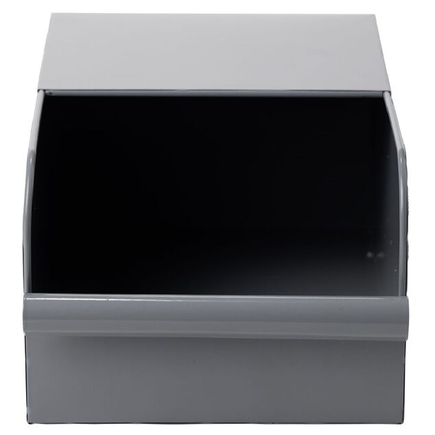 Bac de rangement en m&eacute;tal gris - L17,5 x l25 x H12,5 cm