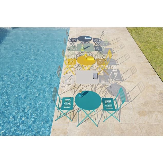 Chaise de jardin Rio pliante m&eacute;tal vert 41x45xH82cm