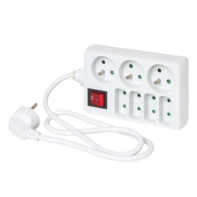 Bloc multiprise blanc interrupteur 7 prises