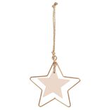 Suspension étoile métal doré et bois rose 8xH20cm