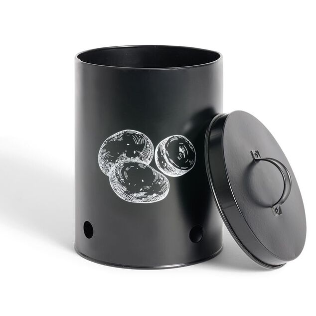 Bo&icirc;te de conservation pour pommes de terre en m&eacute;tal noir